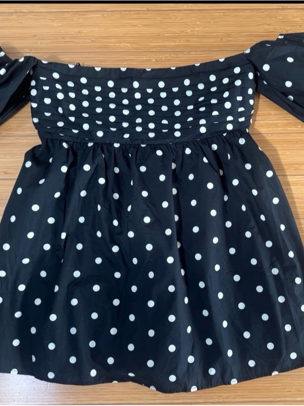 Abercrombie & Fitch Black and White Polka Dot Off-Shoulder Dress/Skort